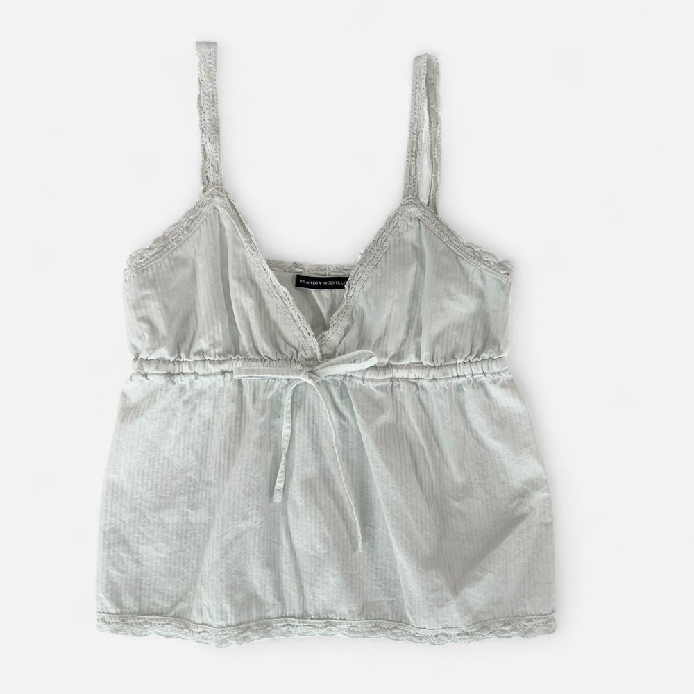 Lightweight white cami with delicate lace trim